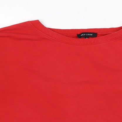 New Look Womens Red Cotton Pullover Sweatshirt Size 8