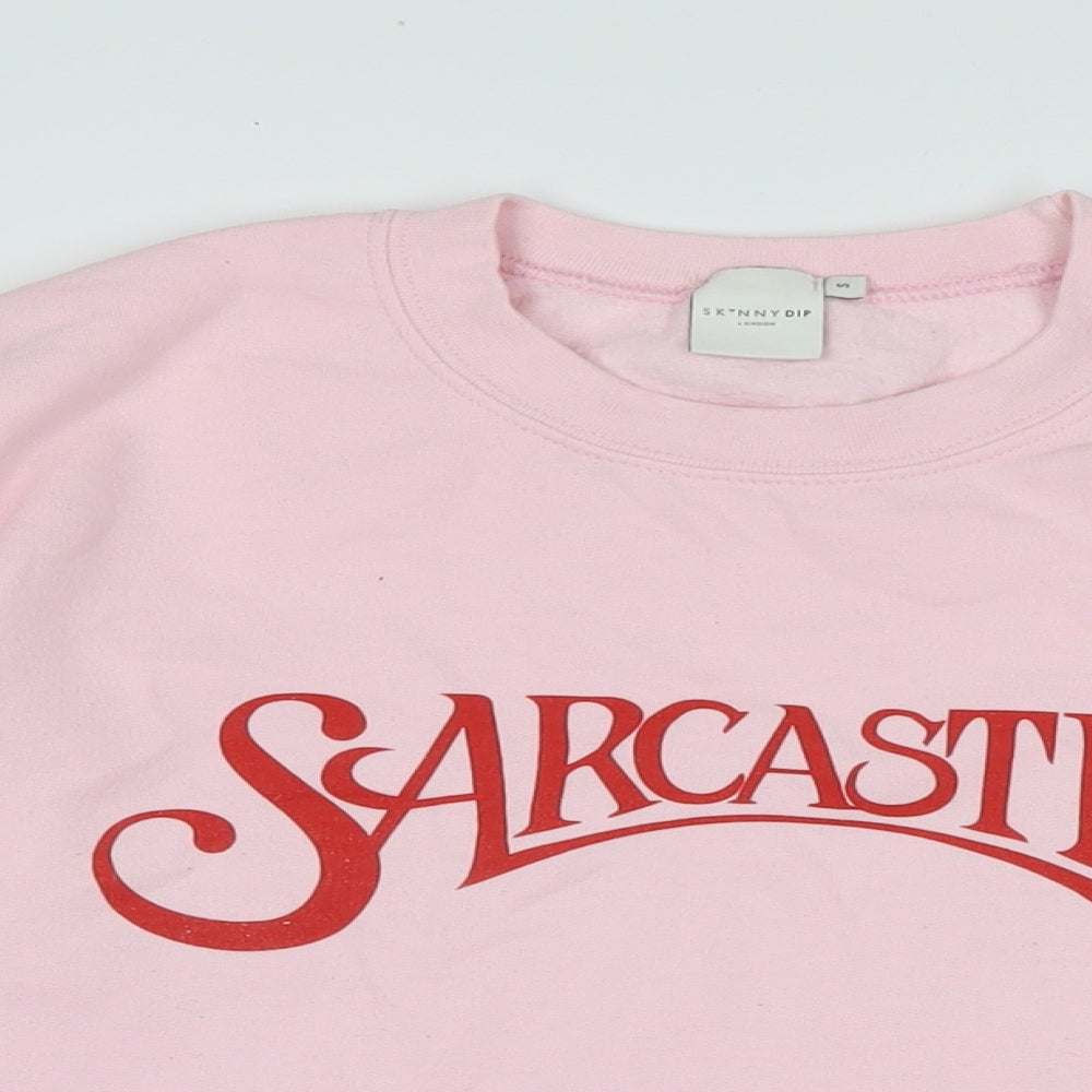 Skinny Dip Womens Pink Cotton Pullover Hoodie Size S