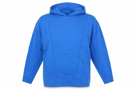 Front view of ASOS women’s blue cotton pullover hoodie, size UK 10