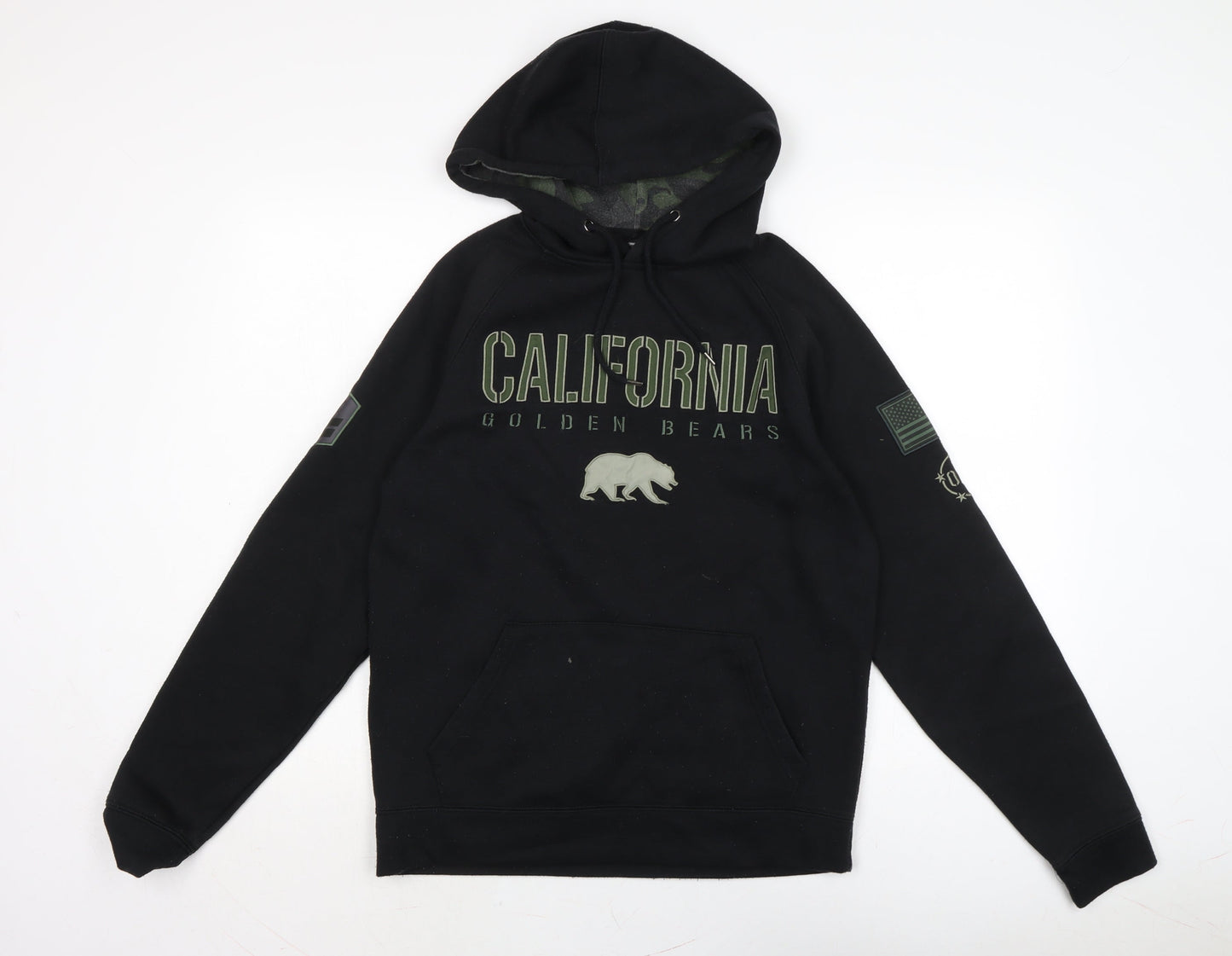 collosseum Mens Black Geometric Cotton Pullover Hoodie Size M