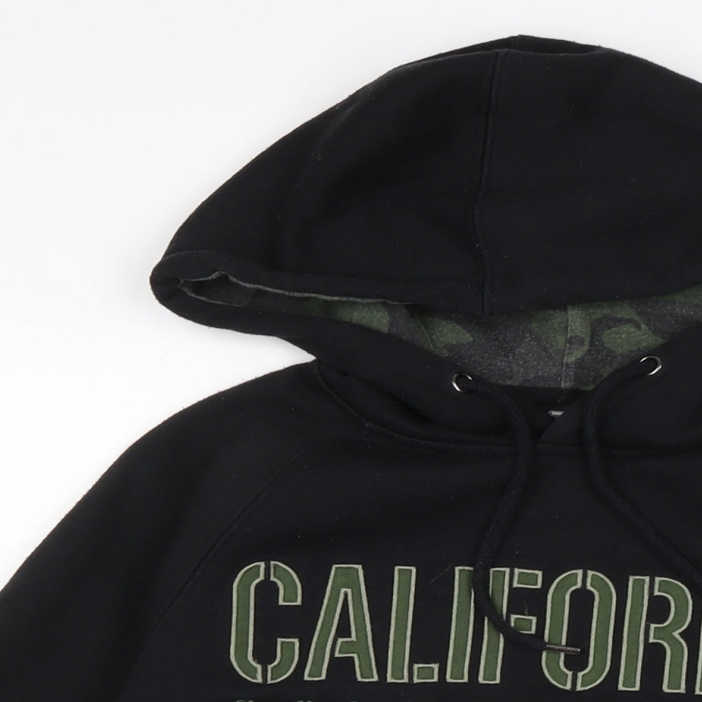 collosseum Mens Black Geometric Cotton Pullover Hoodie Size M
