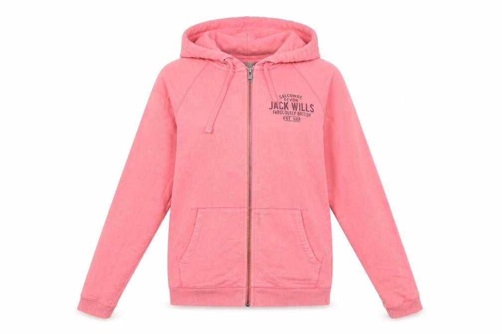 Womens UK Size 6 Jack Wills Pink Full Zip Hoodie