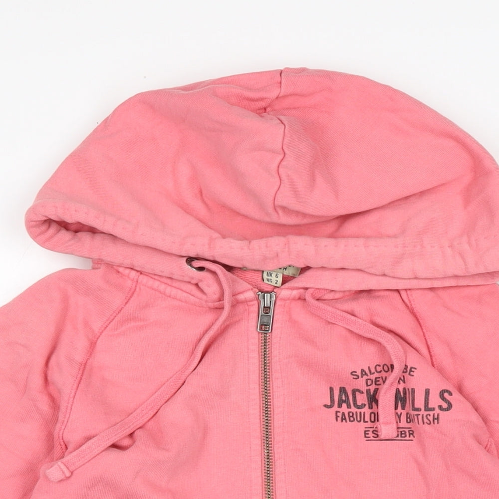 Womens UK Size 6 Jack Wills Pink Full Zip Hoodie