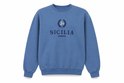 sicilia Mens Blue Cotton Pullover Sweatshirt Size LT