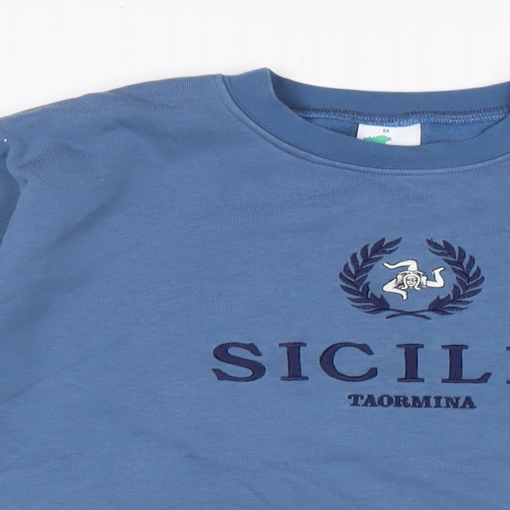 sicilia Mens Blue Cotton Pullover Sweatshirt Size LT