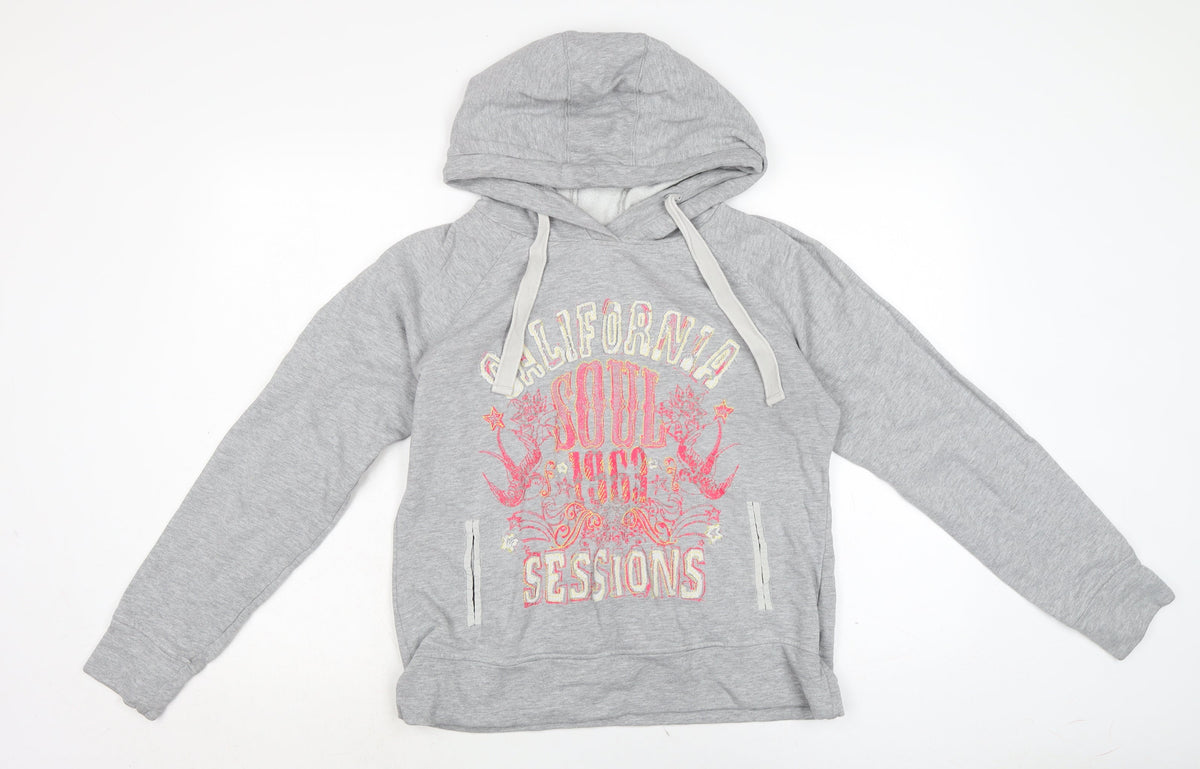 Next Womens Grey Houndstooth Cotton Pullover Hoodie Size 12