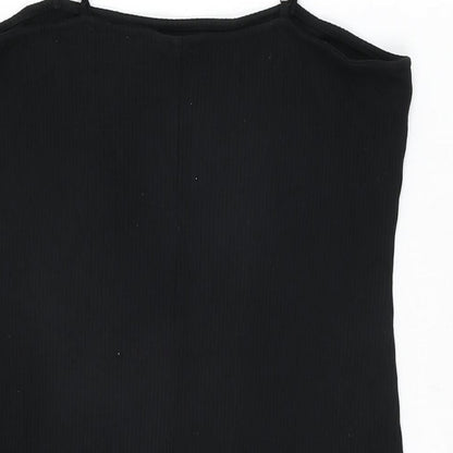 ASOS Womens Black Floral Viscose Mini Size 14 Square Neck Pullover