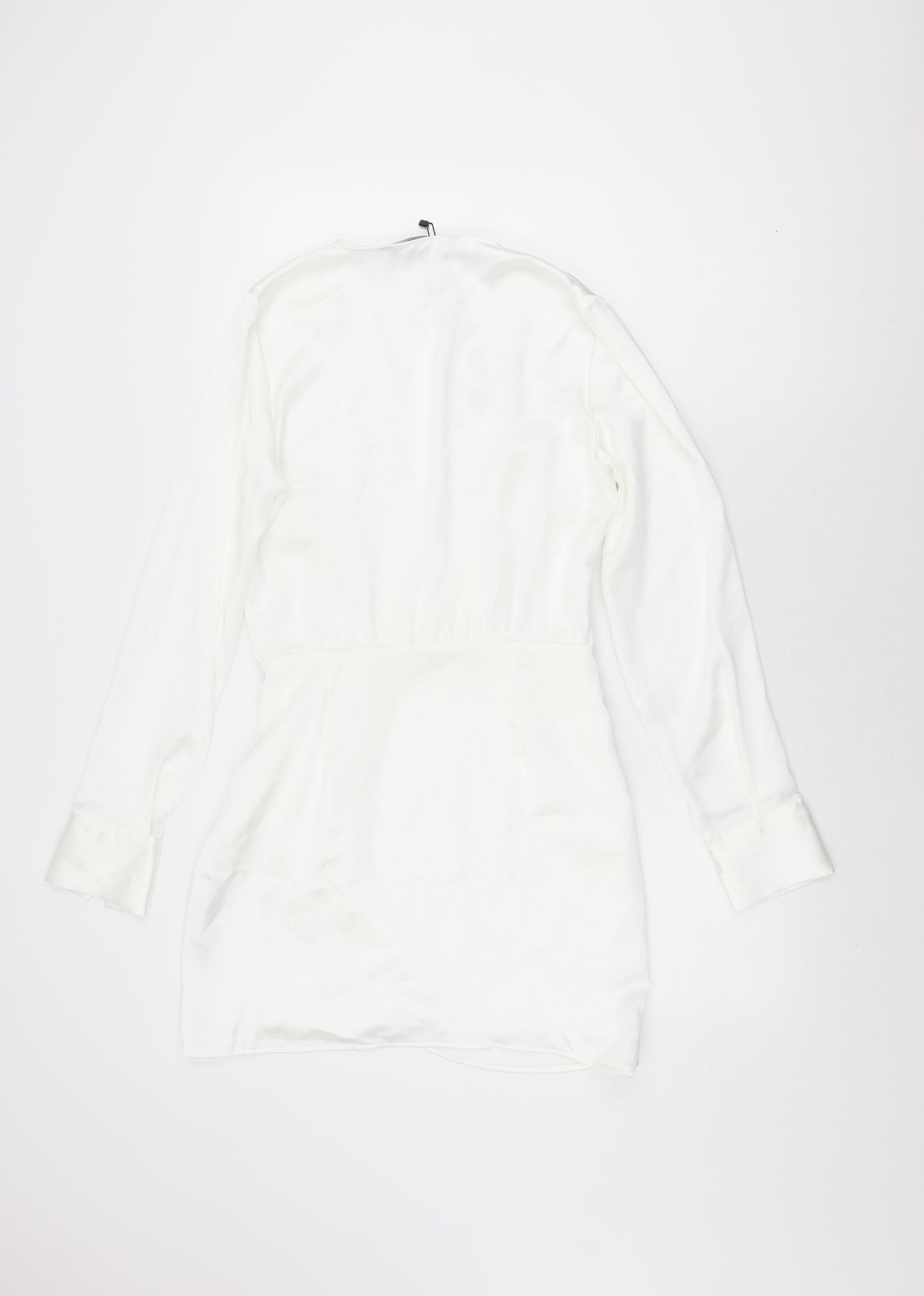Zara Womens White Polyester Wrap Dress Size S V-Neck Zip