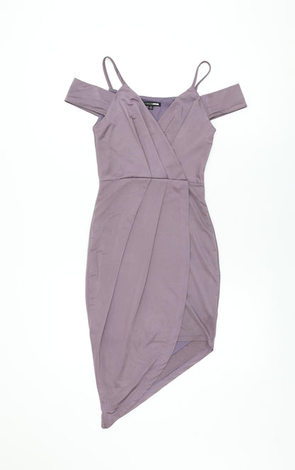 Fashion Nova Womens Purple Polyester Bodycon Size XS V-Neck Pullover