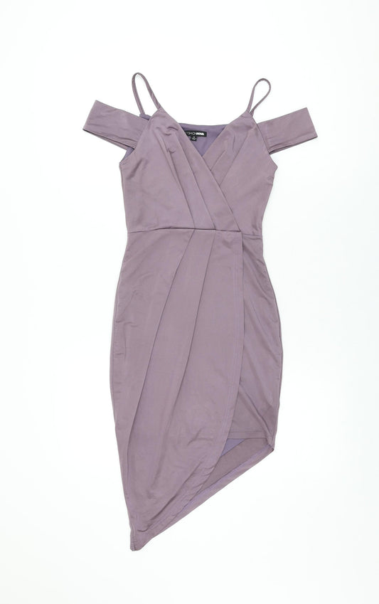 Fashion Nova Womens Purple Polyester Bodycon Size XS V-Neck Pullover