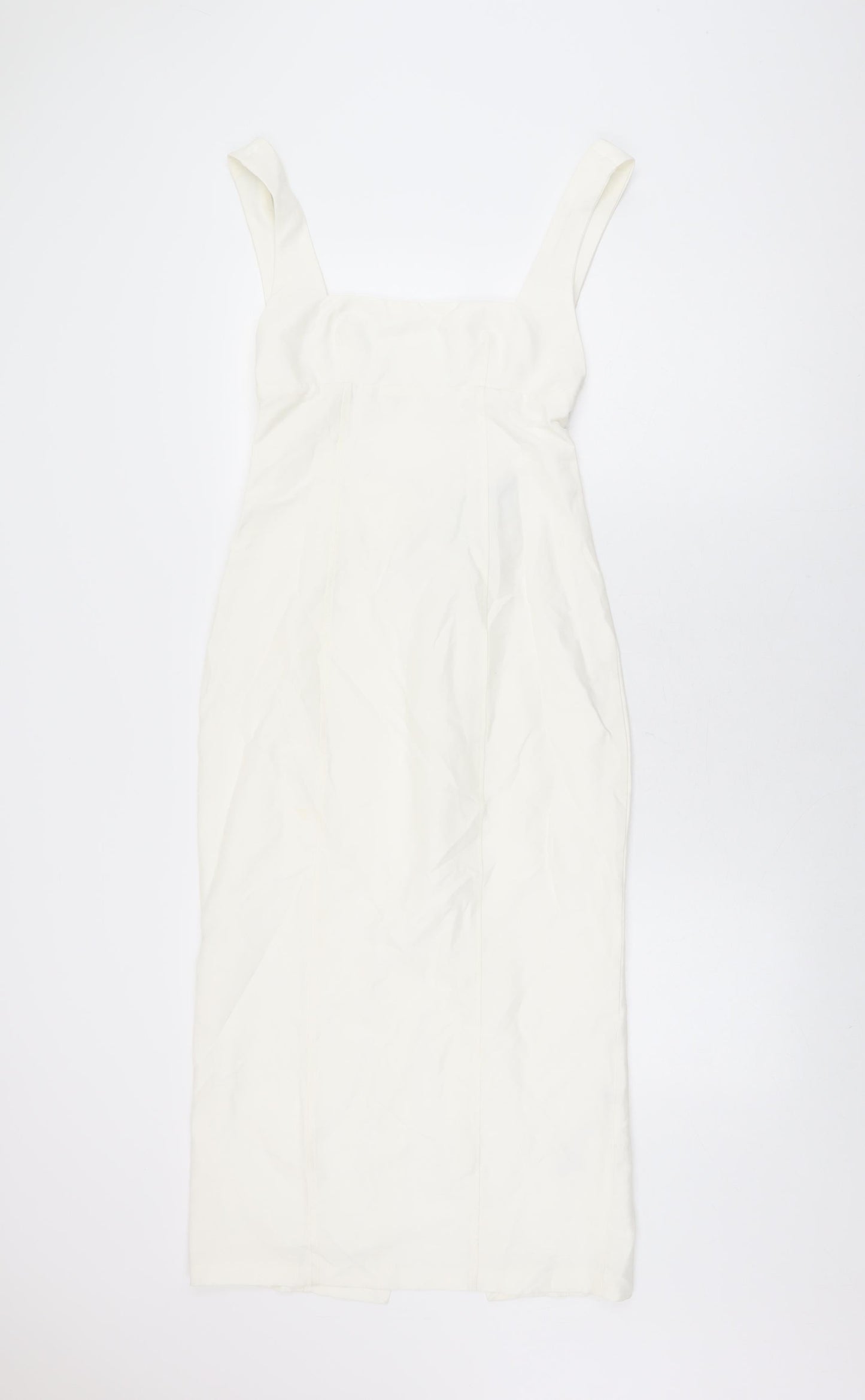 Zara Womens White Polyester Bodycon Size XS Square Neck Zip