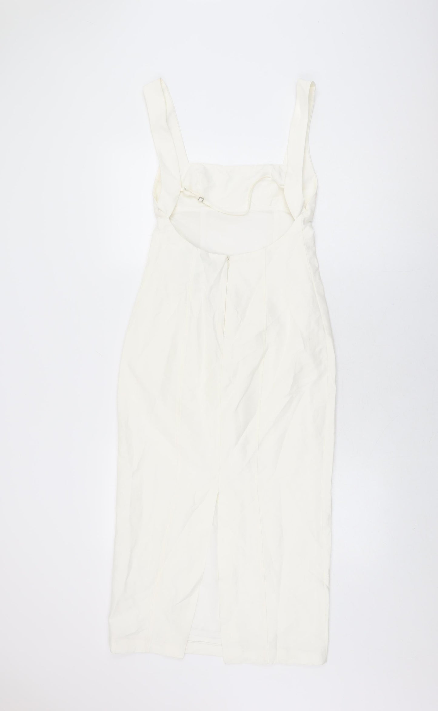 Zara Womens White Polyester Bodycon Size XS Square Neck Zip