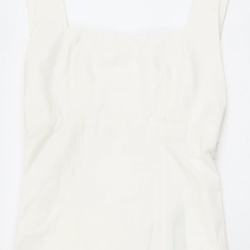 Zara Womens White Polyester Bodycon Size XS Square Neck Zip