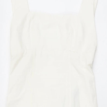 Zara Womens White Polyester Bodycon Size XS Square Neck Zip