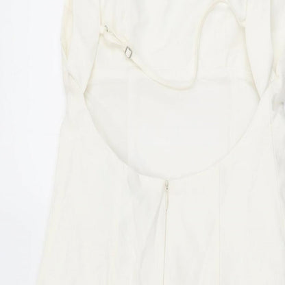 Zara Womens White Polyester Bodycon Size XS Square Neck Zip