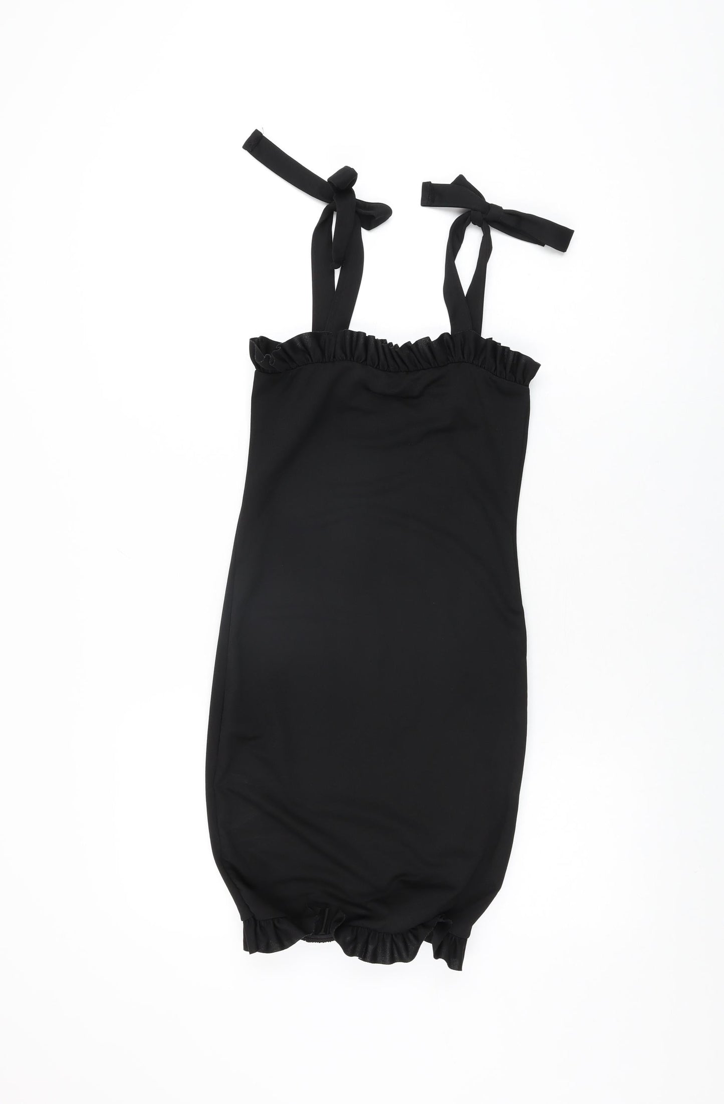 PRETTYLITTLETHING Womens Black Polyester Bodycon Size 8 Square Neck Tie