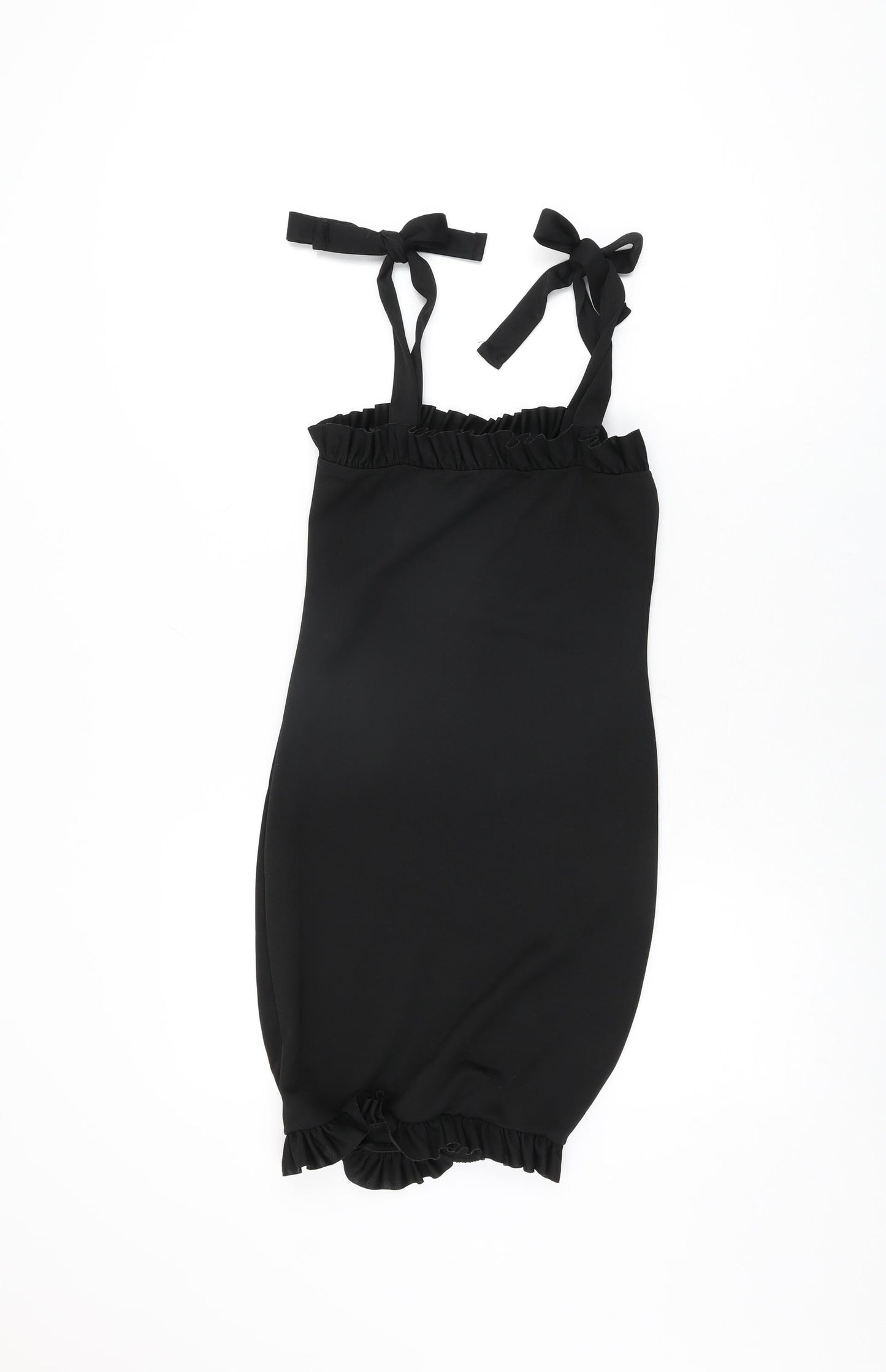 PRETTYLITTLETHING Womens Black Polyester Bodycon Size 8 Square Neck Tie