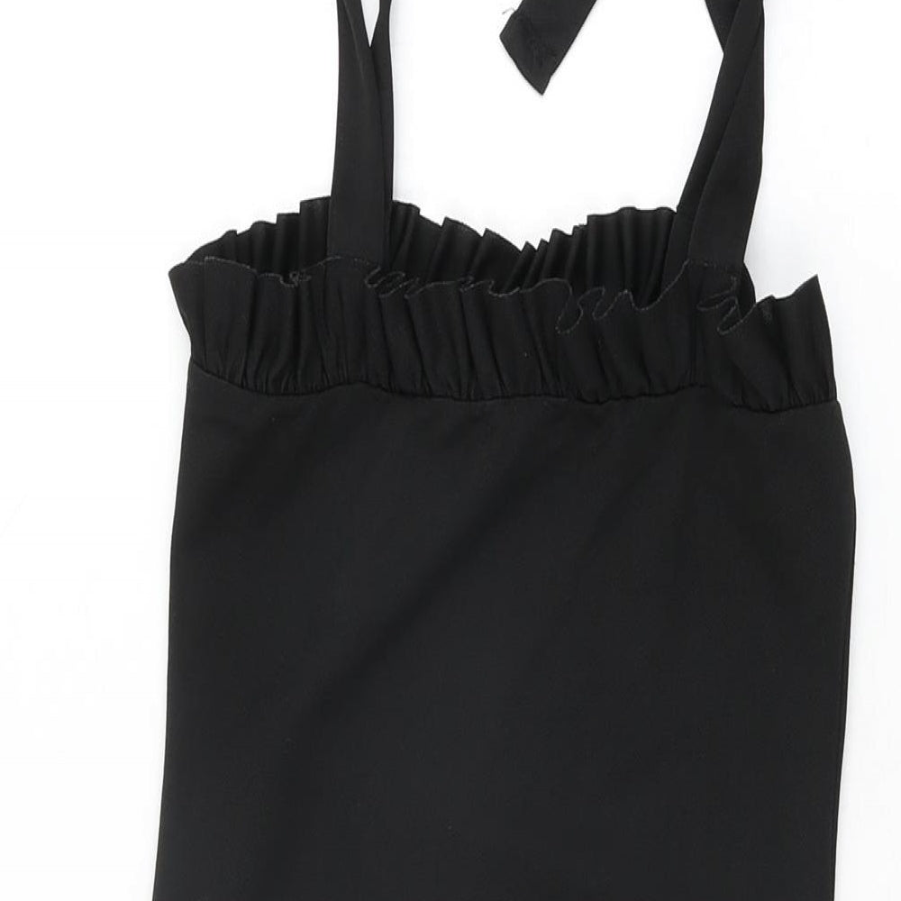 PRETTYLITTLETHING Womens Black Polyester Bodycon Size 8 Square Neck Tie