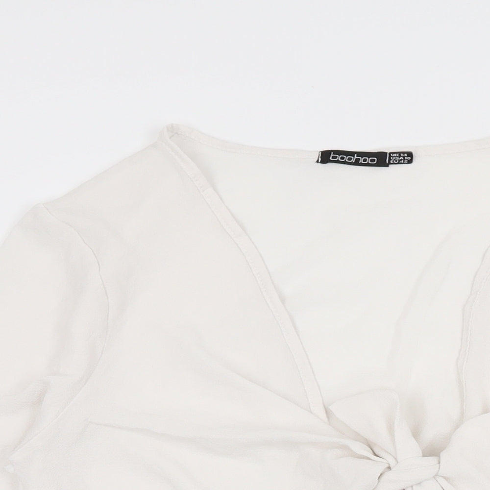 Boohoo Womens White Polyester Bodysuit One-Piece Size 14 Snap