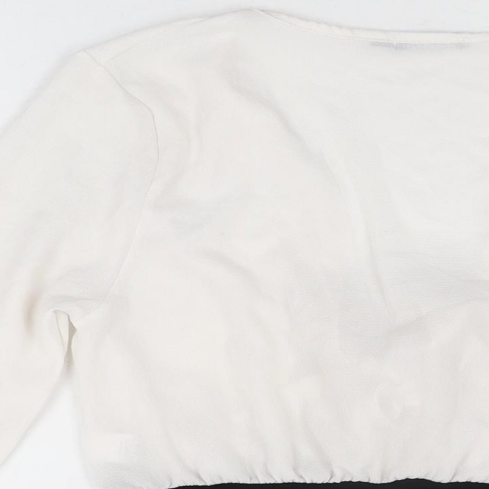 Boohoo Womens White Polyester Bodysuit One-Piece Size 14 Snap