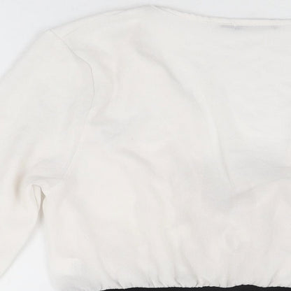 Boohoo Womens White Polyester Bodysuit One-Piece Size 14 Snap