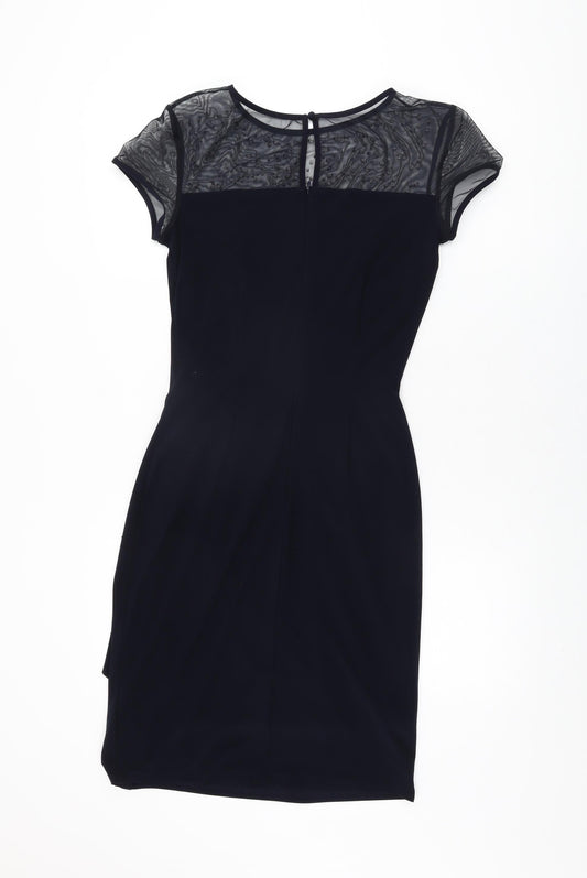 Joseph Ribkoff Womens Blue Polyester Bodycon Size 10 Round Neck Zip