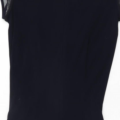 Joseph Ribkoff Womens Blue Polyester Bodycon Size 10 Round Neck Zip