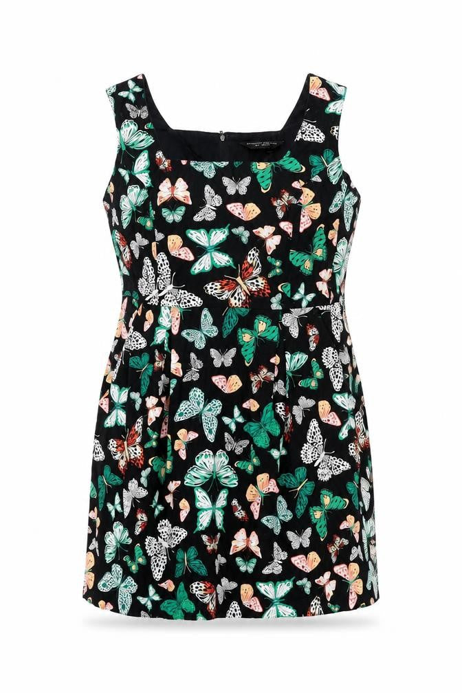 Dorothy Perkins Womens Black Geometric Cotton Shift Size 16 Square Neck Zip