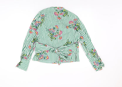 Womens UK Size 10 Marks and Spencer Green Wrap T-Shirt