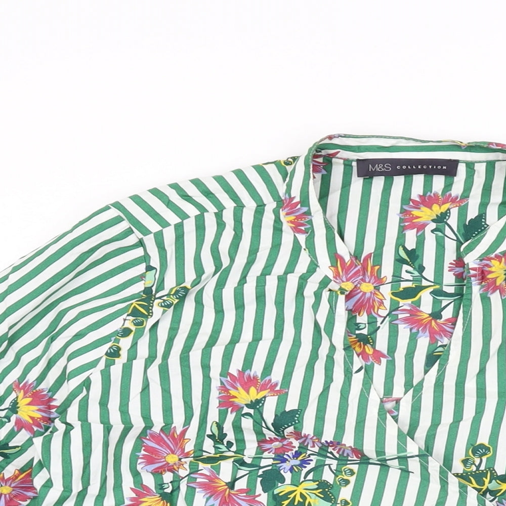 Womens UK Size 10 Marks and Spencer Green Wrap T-Shirt