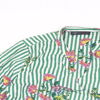 Womens UK Size 10 Marks and Spencer Green Wrap T-Shirt