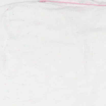 Lady Selena Womens White Floral Cotton Top Pyjama Top Size 10 Button