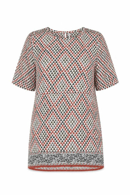 Pepe Jeans Womens Beige Geometric Polyester Shift Size M Round Neck Button