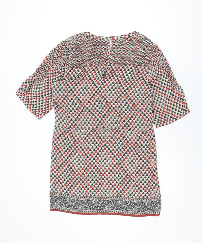 Pepe Jeans Womens Beige Geometric Polyester Shift Size M Round Neck Button
