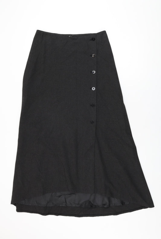 Per Una Womens Brown Polyester Flare Skirt Size 12 Button