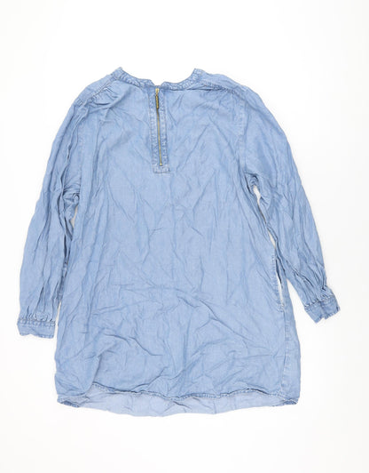 F&F Womens Blue Lyocell Shift Size 14 Round Neck Zip