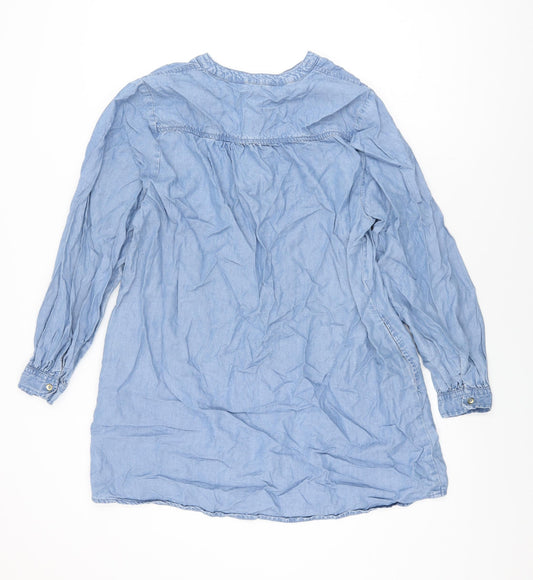 F&F Womens Blue Lyocell Shift Size 14 Round Neck Zip