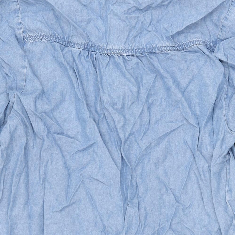 F&F Womens Blue Lyocell Shift Size 14 Round Neck Zip