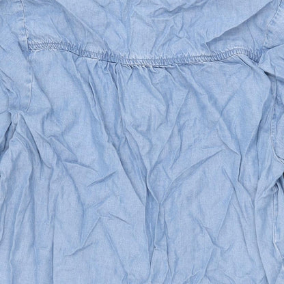 F&F Womens Blue Lyocell Shift Size 14 Round Neck Zip