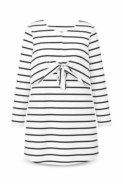 Boohoo Womens White Striped Polyester Shift Size 12 Round Neck Pullover