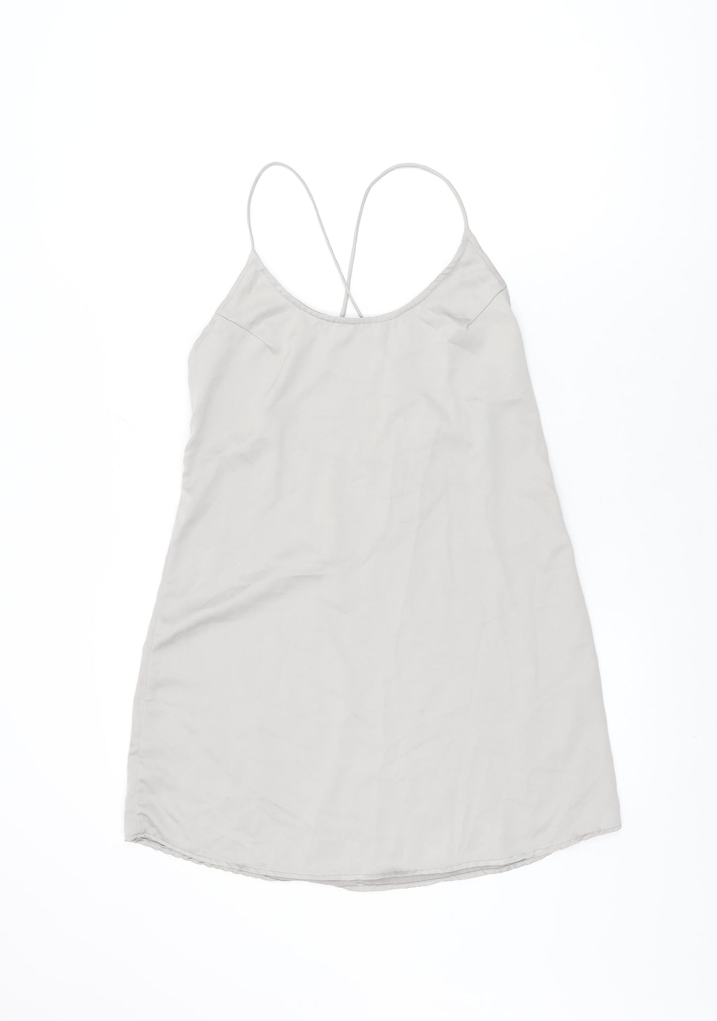 Motel Womens Grey Polyester Slip Dress Size XS Scoop Neck Pullover