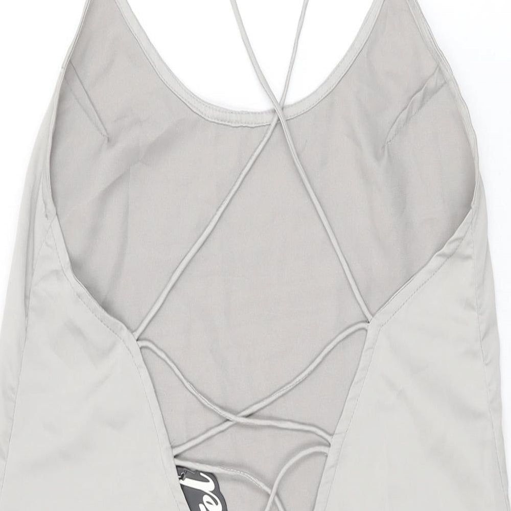 Motel Womens Grey Polyester Slip Dress Size XS Scoop Neck Pullover