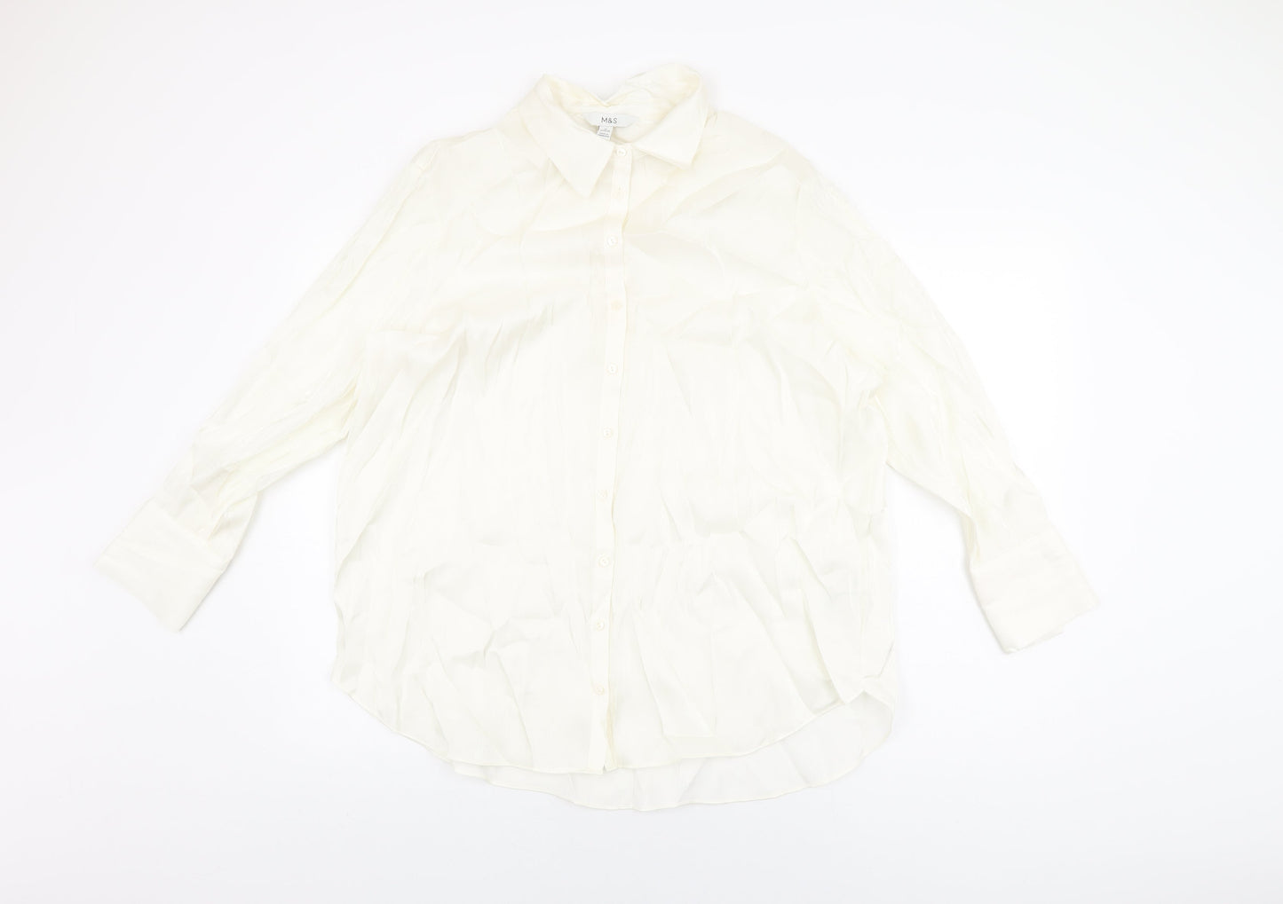 Womens UK Size 16 Marks and Spencer Ivory Basic Button-Up