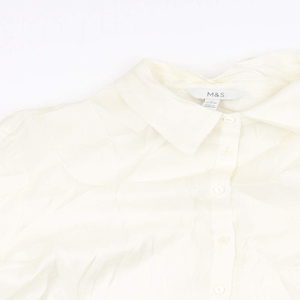 Womens UK Size 16 Marks and Spencer Ivory Basic Button-Up