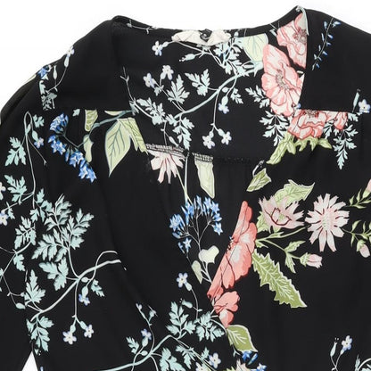 Urban renewal Womens Black Floral Polyester Wrap Dress Size S V-Neck Zip