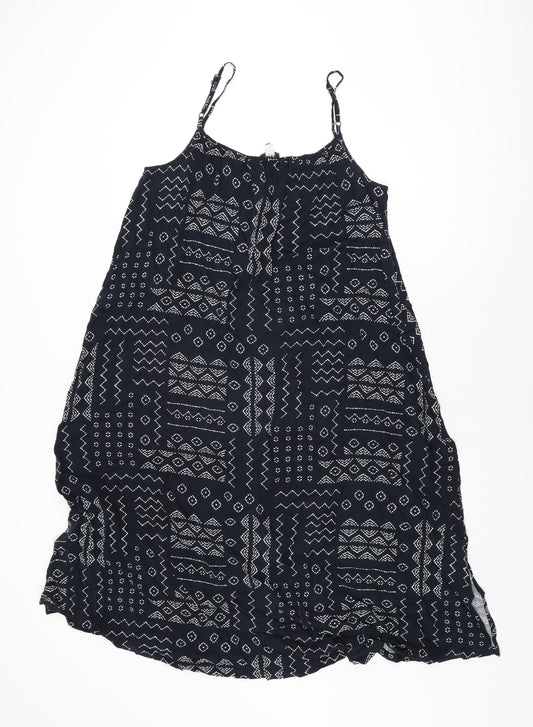 Marks and Spencer Womens Blue Geometric Viscose Shift Size 12 Scoop Neck Pullover