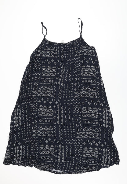 Marks and Spencer Womens Blue Geometric Viscose Shift Size 12 Scoop Neck Pullover