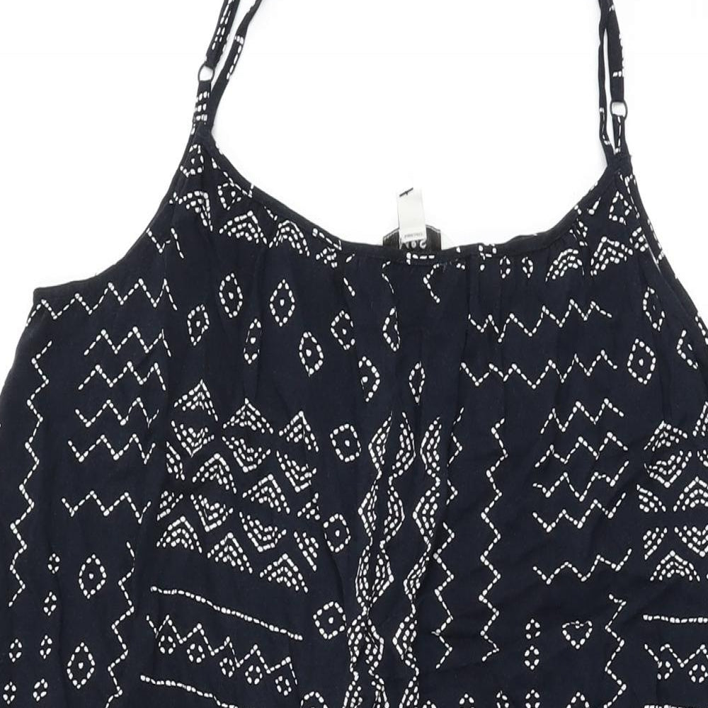 Marks and Spencer Womens Blue Geometric Viscose Shift Size 12 Scoop Neck Pullover