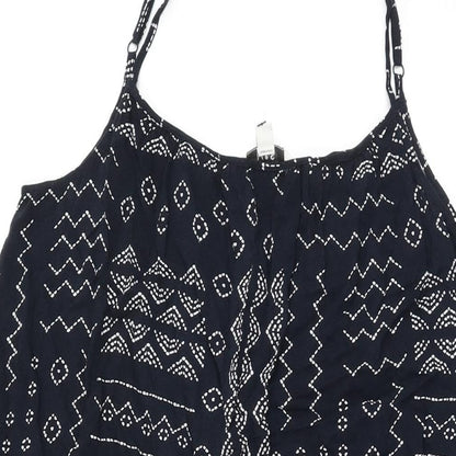 Marks and Spencer Womens Blue Geometric Viscose Shift Size 12 Scoop Neck Pullover