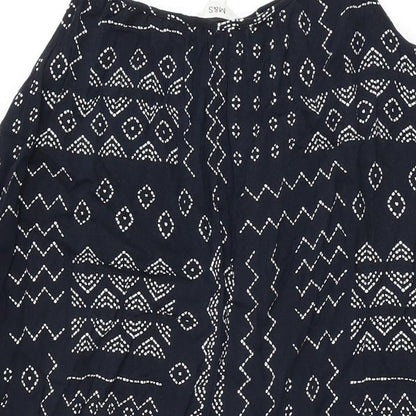 Marks and Spencer Womens Blue Geometric Viscose Shift Size 12 Scoop Neck Pullover